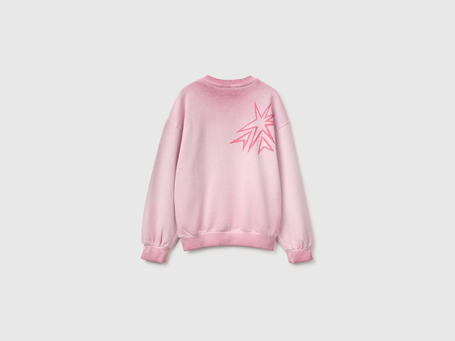 Benetton Kız Çocuk Pembe Önü Lilo&Stitch Baskılı Oversize Bisiklet Yaka Sweatshirt