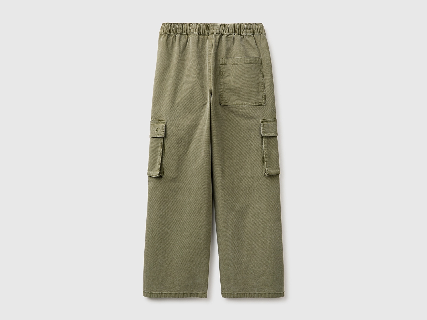 Benetton Erkek Çocuk Haki Logo İşlemeli Cepli İpli Pantolon