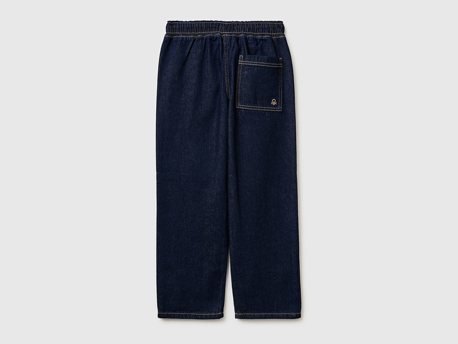 Benetton Erkek Çocuk Koyu Denim Beli ve Paçası Büzgülü Denim Pantolon
