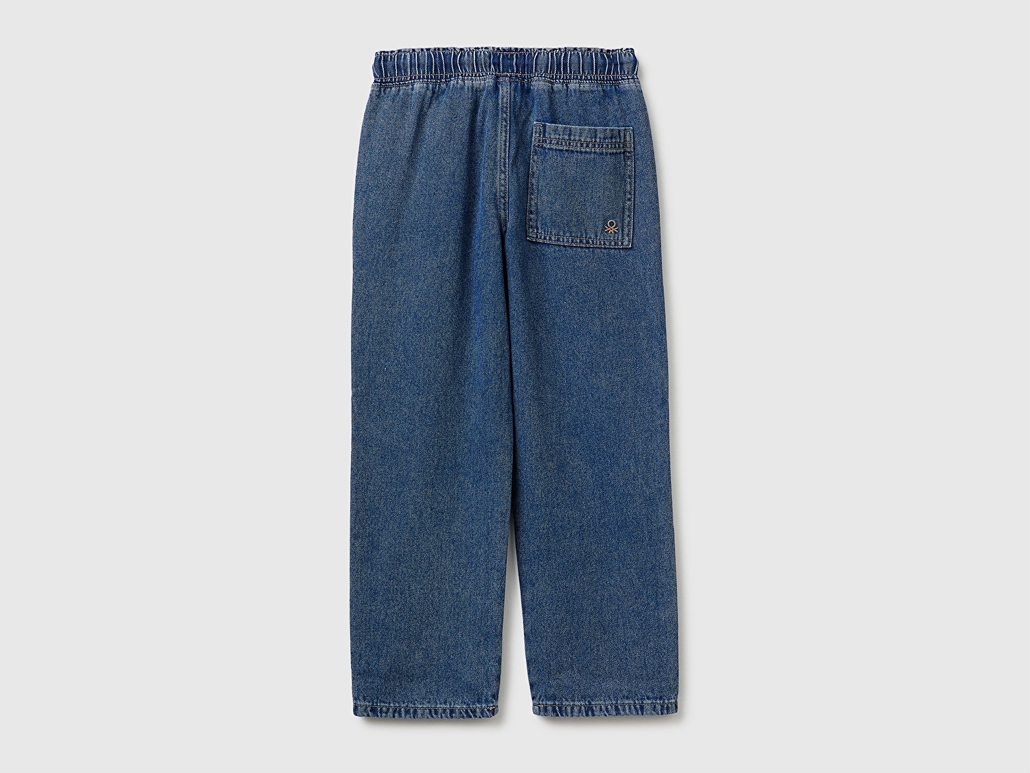 Benetton Erkek Çocuk Açık Denim Beli ve Paçası Büzgülü Denim Pantolon