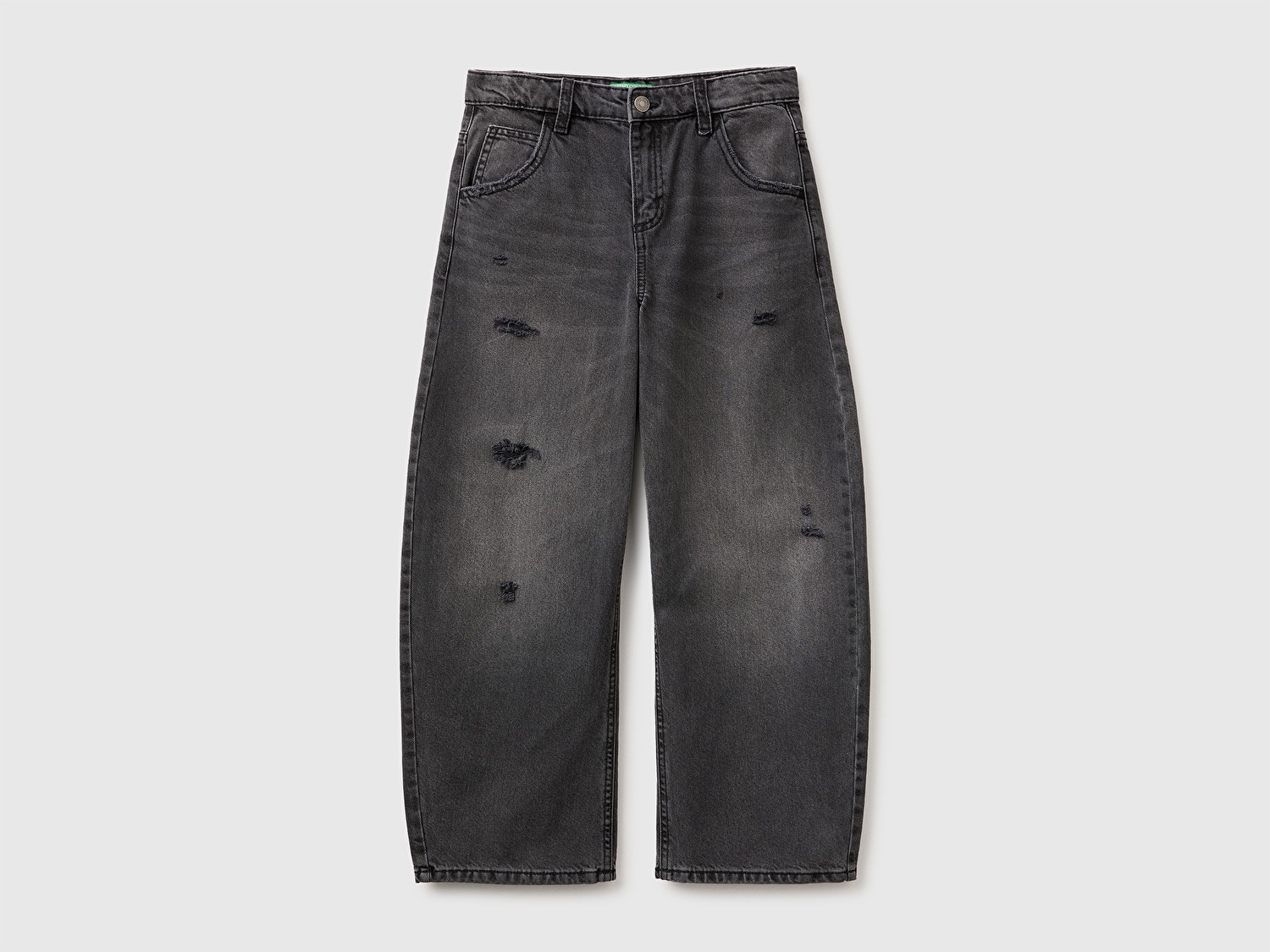 Benetton Erkek Çocuk Siyah Arka Logo İşlemeli Cepli Denim Pantolon