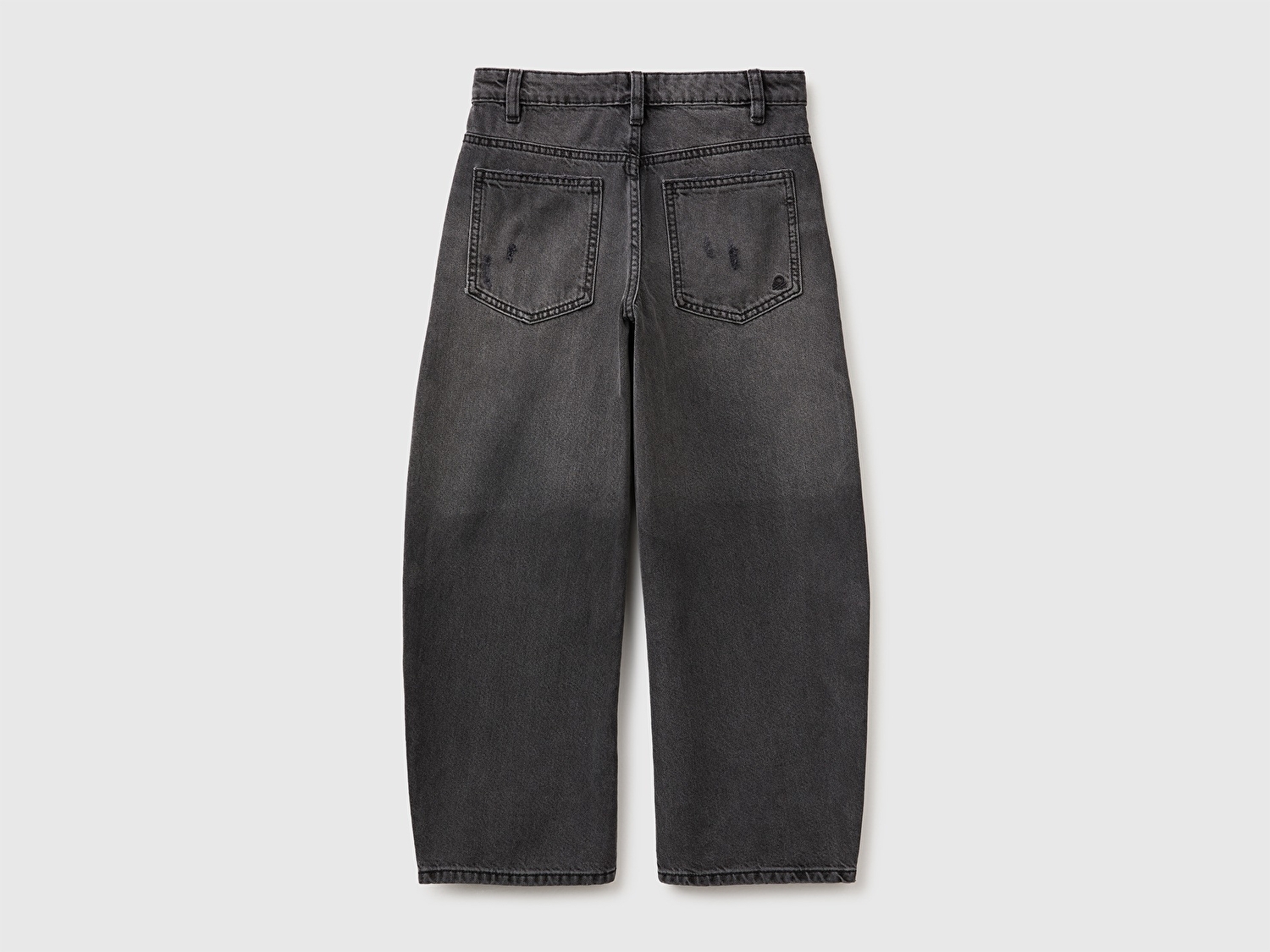 Benetton Erkek Çocuk Siyah Arka Logo İşlemeli Cepli Denim Pantolon