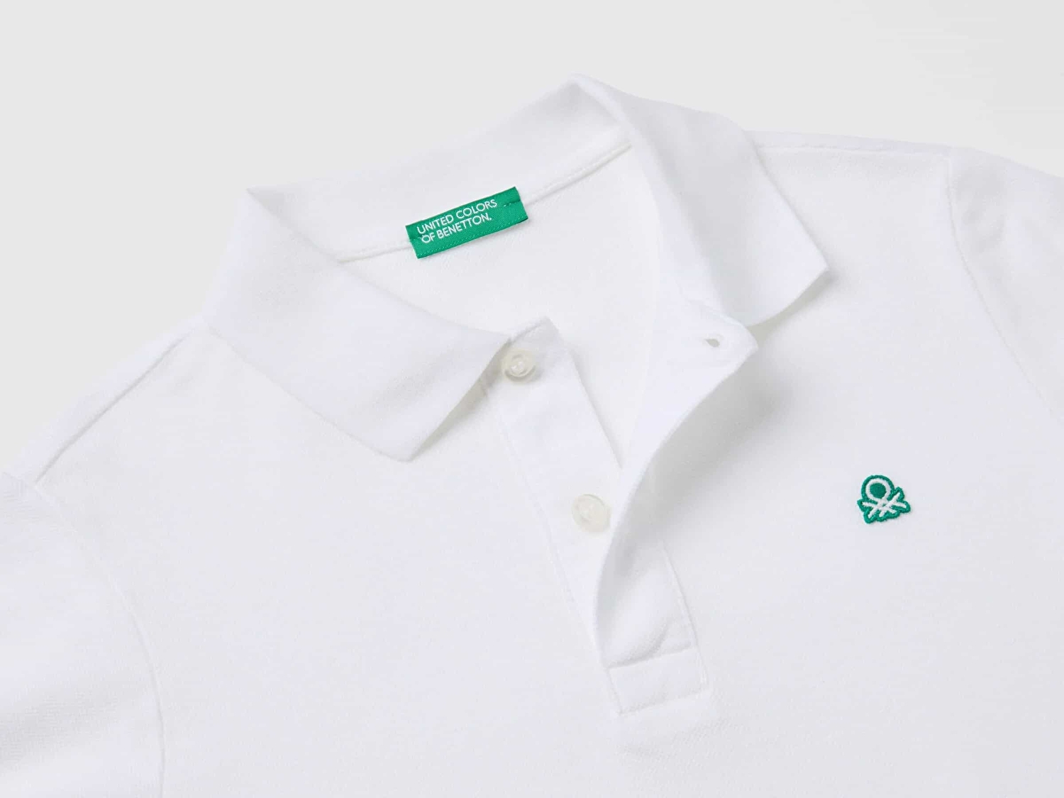 Benetton Erkek Çocuk Beyaz Logolu Pike Polo T-Shirt