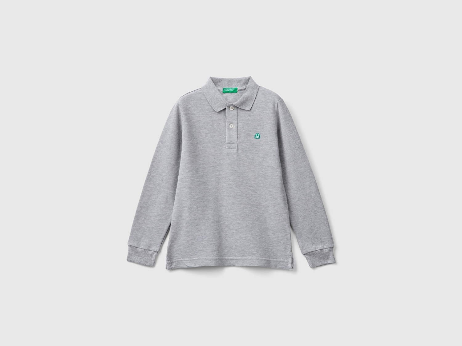 Benetton Erkek Çocuk Gri melanj Logolu Polo T-Shirt