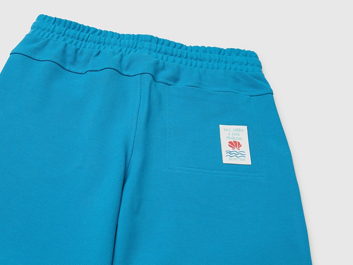 Benetton Erkek Çocuk Mavi Beli Lastikli Relaxed Fit Bermuda Şort