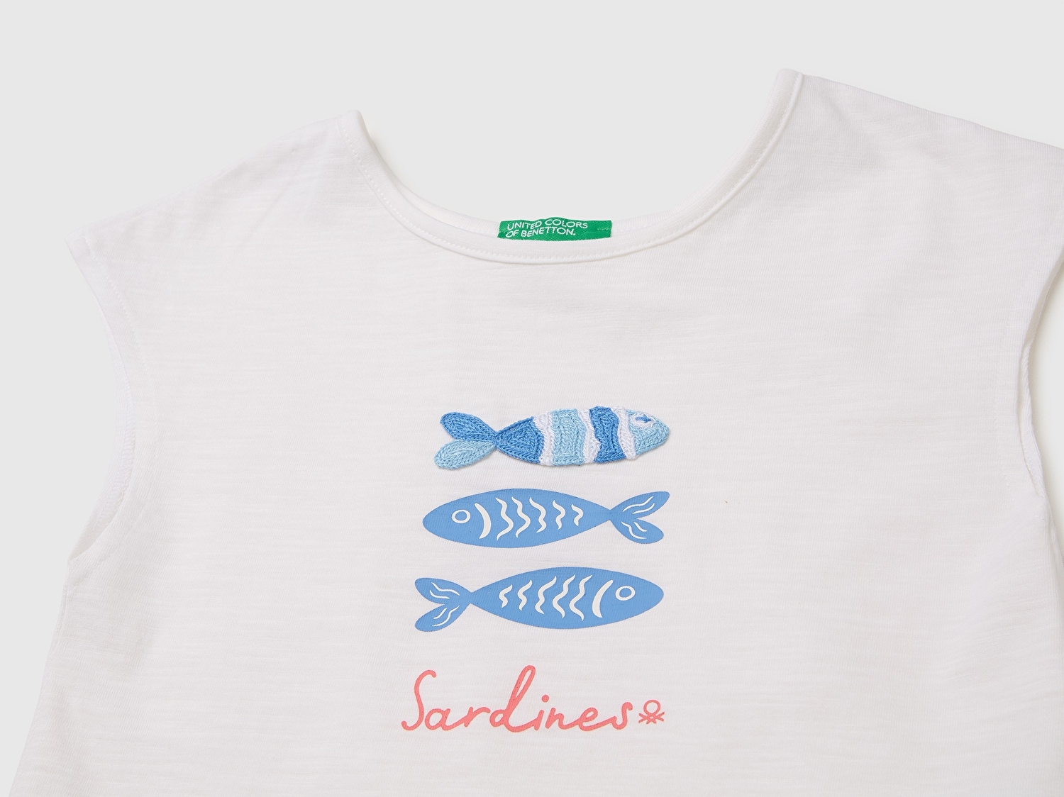 Benetton Kız Bebek Beyaz Arkası Fiyonk Detaylı Kimono Kollu T-Shirt