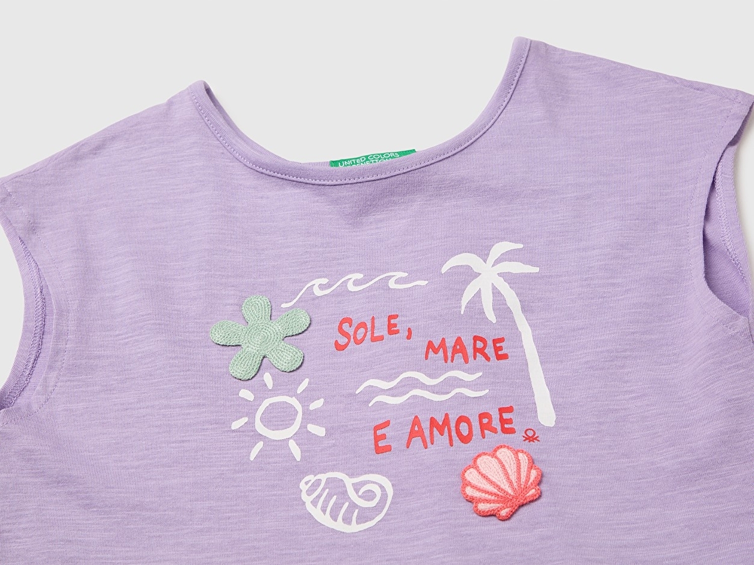 Benetton Kız Bebek Lila Arkası Fiyonk Detaylı Kimono Kollu T-Shirt