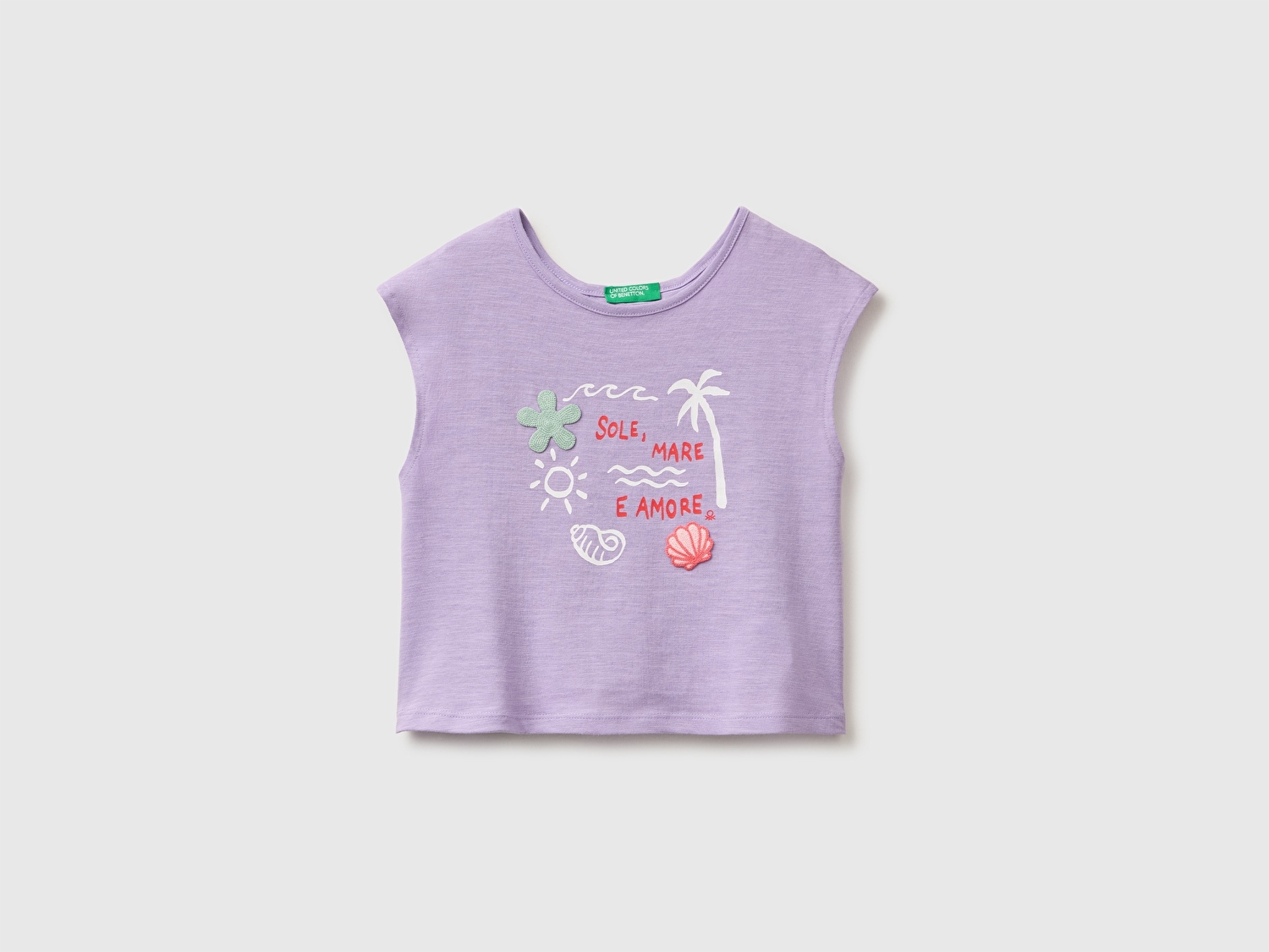 Benetton Kız Bebek Lila Arkası Fiyonk Detaylı Kimono Kollu T-Shirt