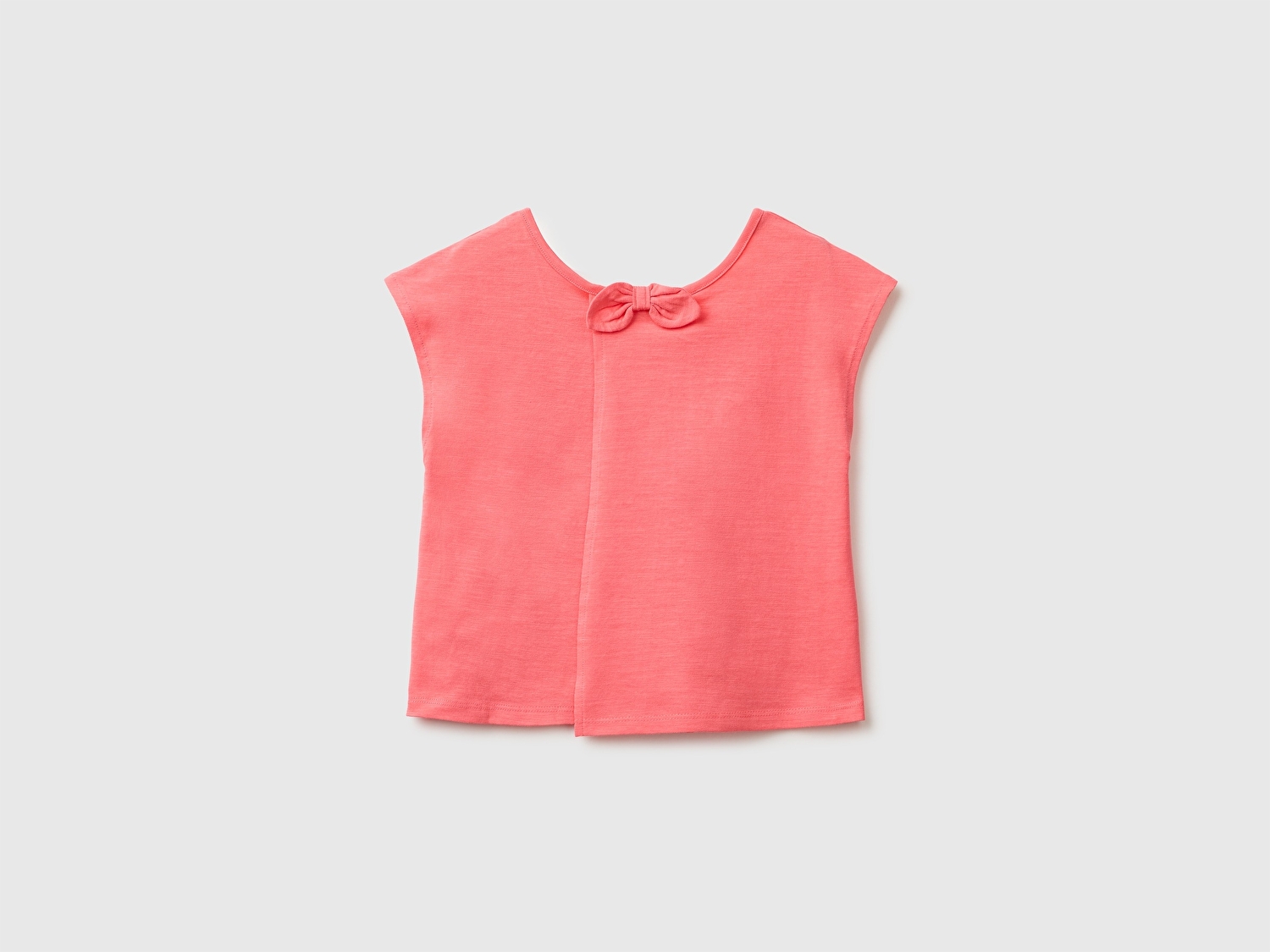Benetton Kız Bebek Mercan Arkası Fiyonk Detaylı Kimono Kollu T-Shirt