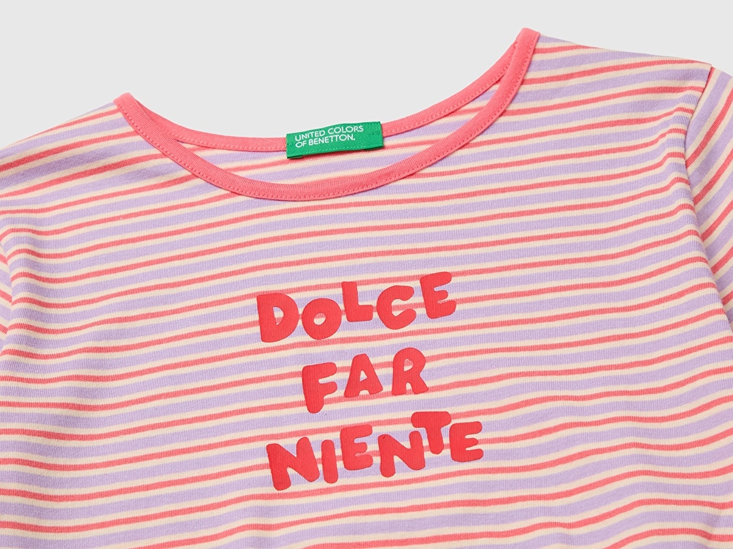 Benetton Kız Çocuk Kırmızı mix Önü Düğümlü Baskılı Regular Fit T-Shirt