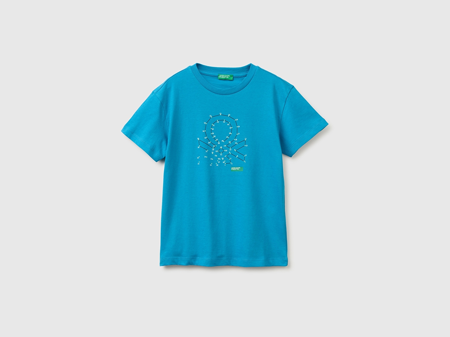 Benetton Erkek Çocuk Mavi Logo Baskı Detaylı Relaxed Fit T-Shirt