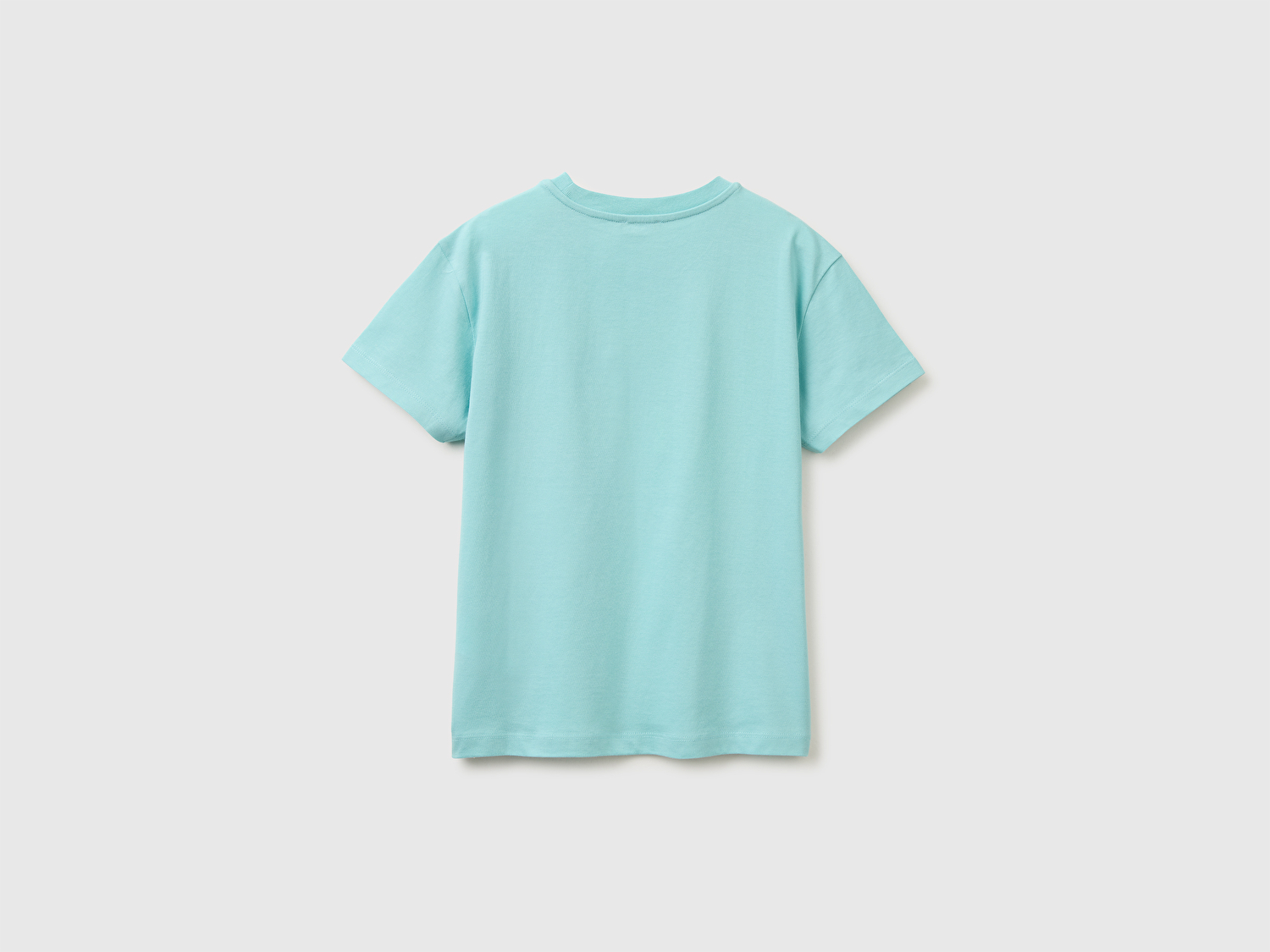 Benetton Erkek Çocuk Su yeşili Logo Baskı Detaylı Relaxed Fit T-Shirt