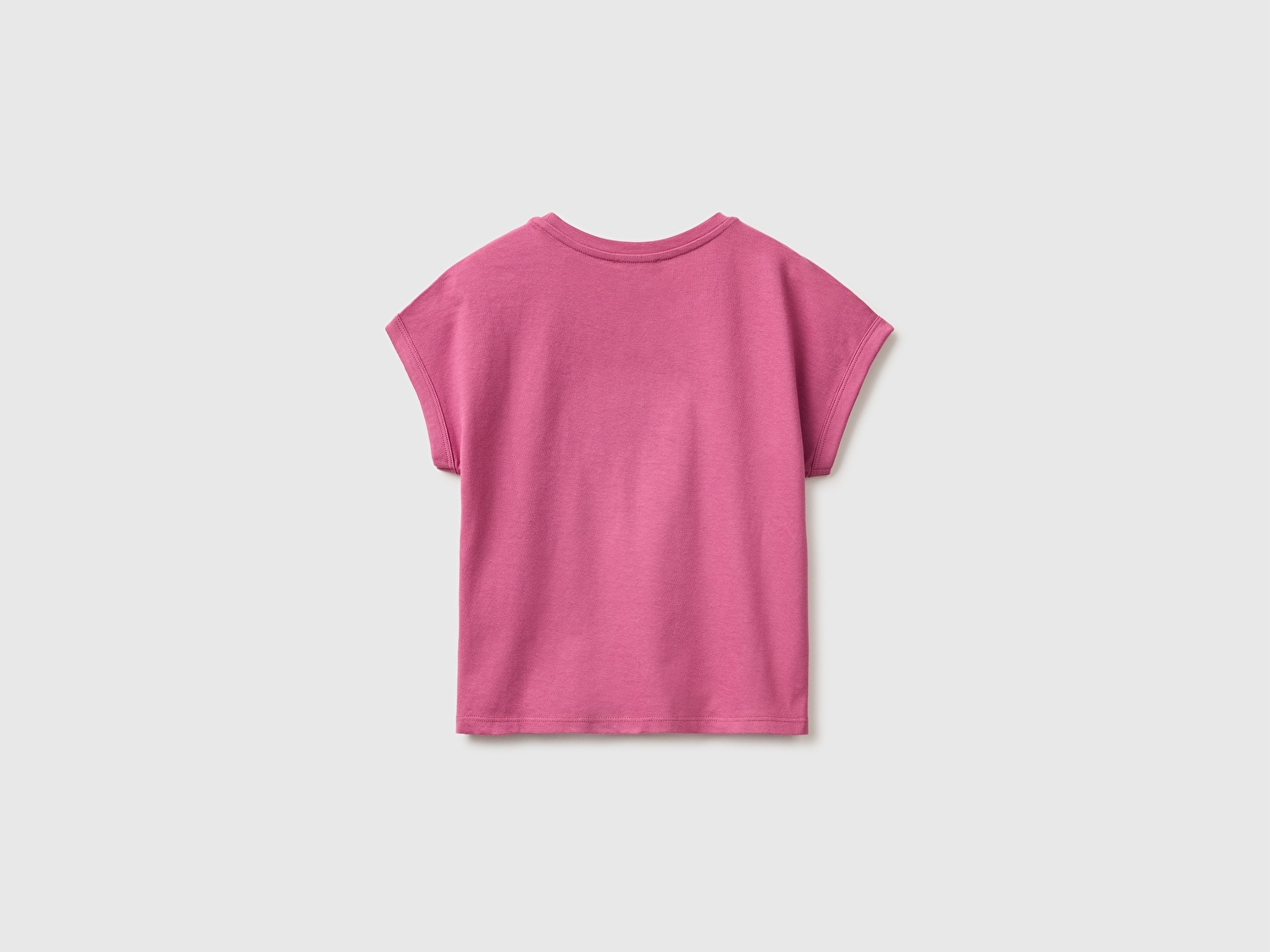 Benetton Kız Çocuk Gül Kurusu Renkli Taş Detaylı Bisiklet Yaka T-Shirt