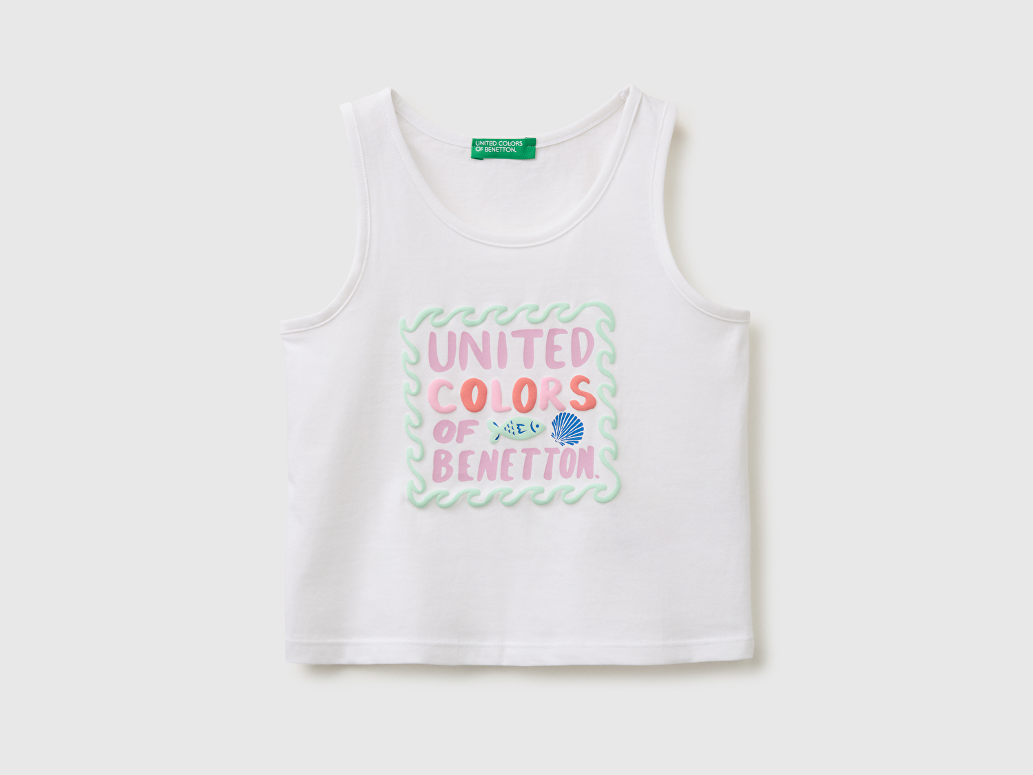 Benetton Kız Bebek Beyaz Kabarık Baskı Detaylı Regular Fit Atlet