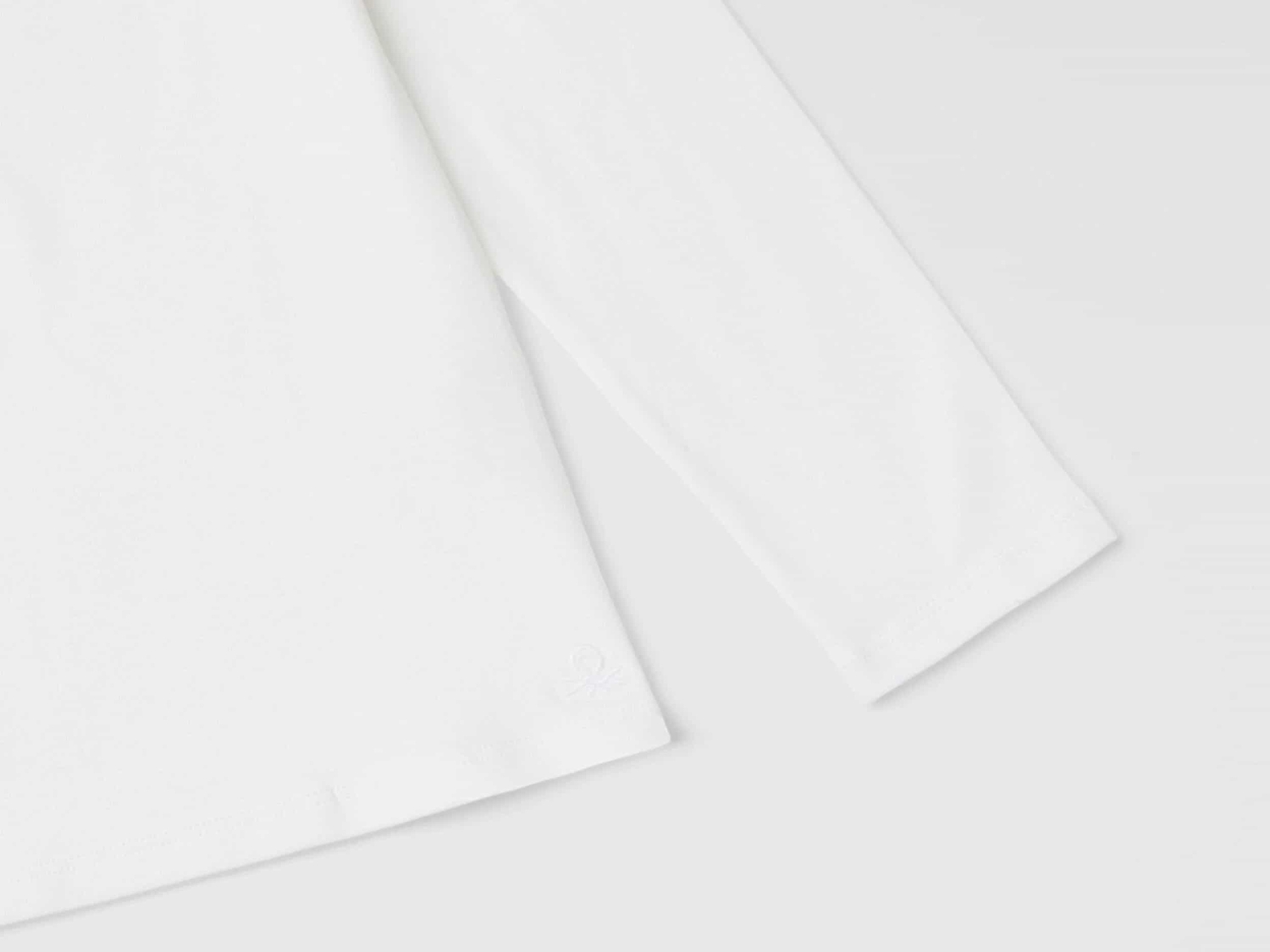 Benetton Kız Çocuk Beyaz Balıkçı Yaka Basic T-Shirt