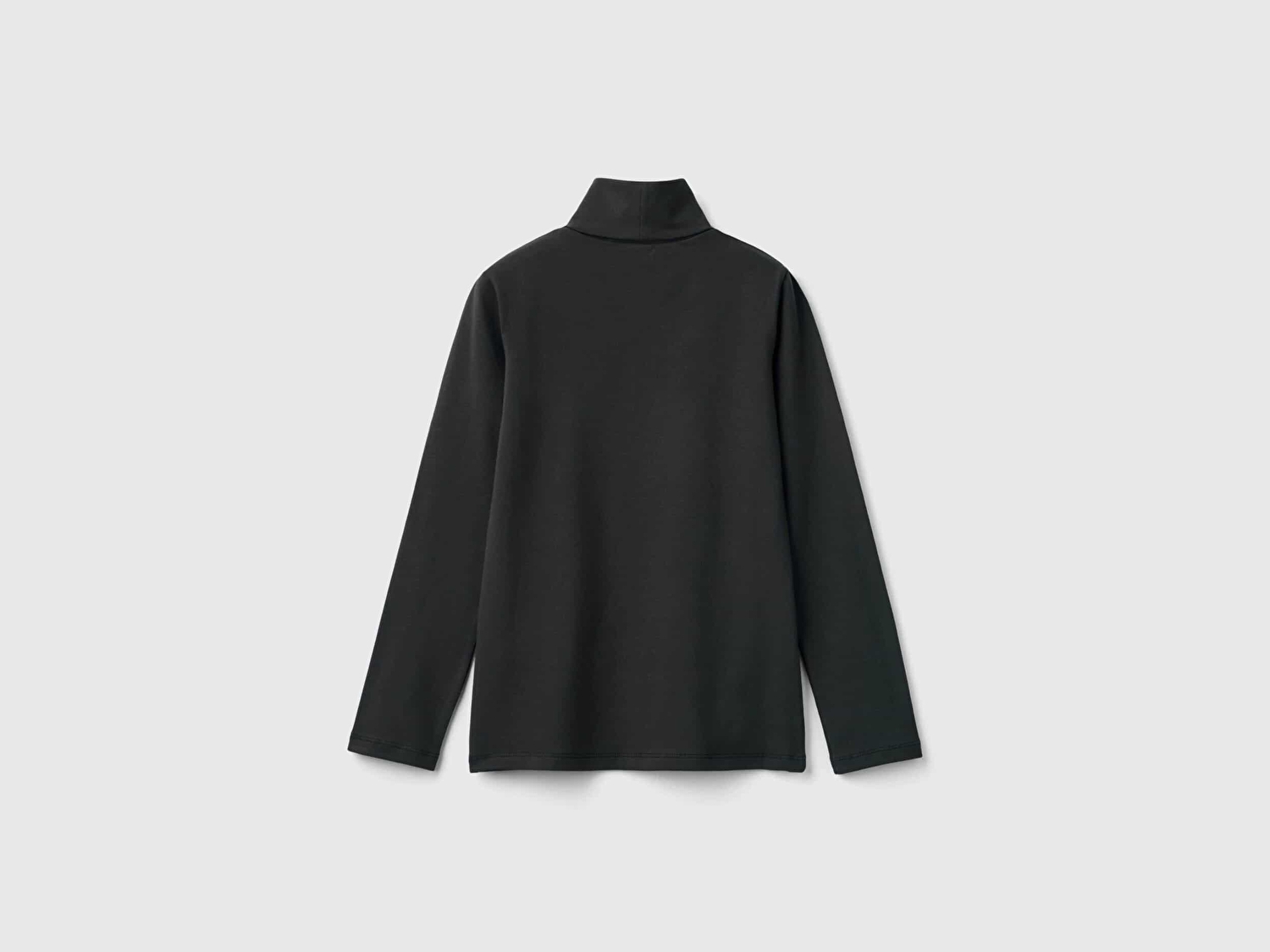 Benetton Kız Çocuk Siyah Balıkçı Yaka Basic T-Shirt