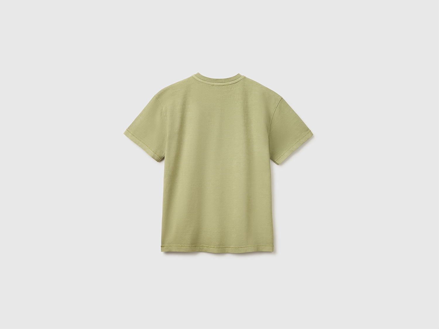 Benetton Erkek Çocuk Haki İşleme Detaylı Yuvarlak Yaka T-Shirt