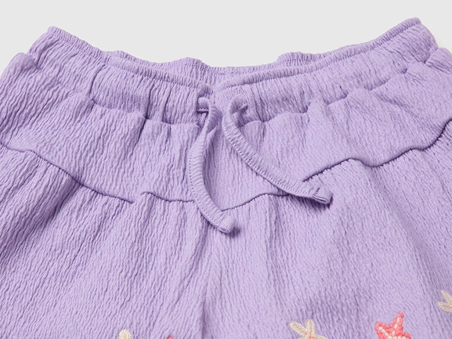 Benetton Kız Bebek Lila Ortası Fiyonk Detaylı Beli Lastikli Şort