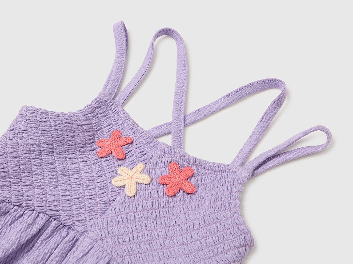 Benetton Kız Bebek Lila Büzgü Üst Detaylı Askılı Kısa Tulum