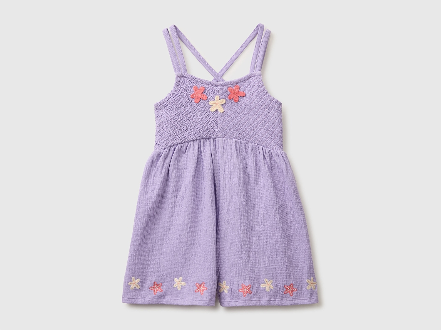 Benetton Kız Bebek Lila Büzgü Üst Detaylı Askılı Kısa Tulum