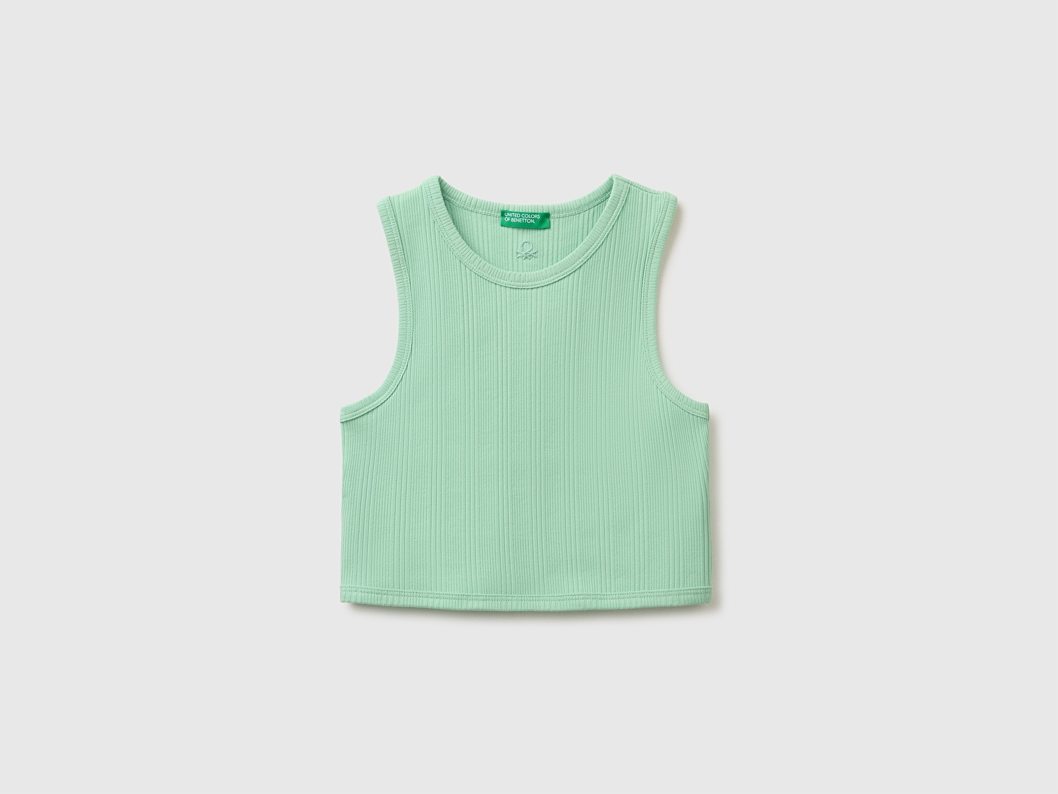 Benetton Kız Çocuk Yeşil Arka Logo Detaylı Bisiklet Yaka Atlet