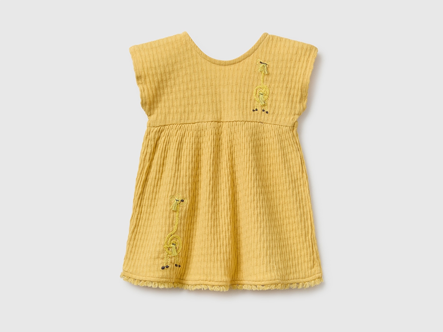 Benetton Bebek Hardal Sarısı Çapraz Sırt Detaylı Bisiklet Yaka Elbise
