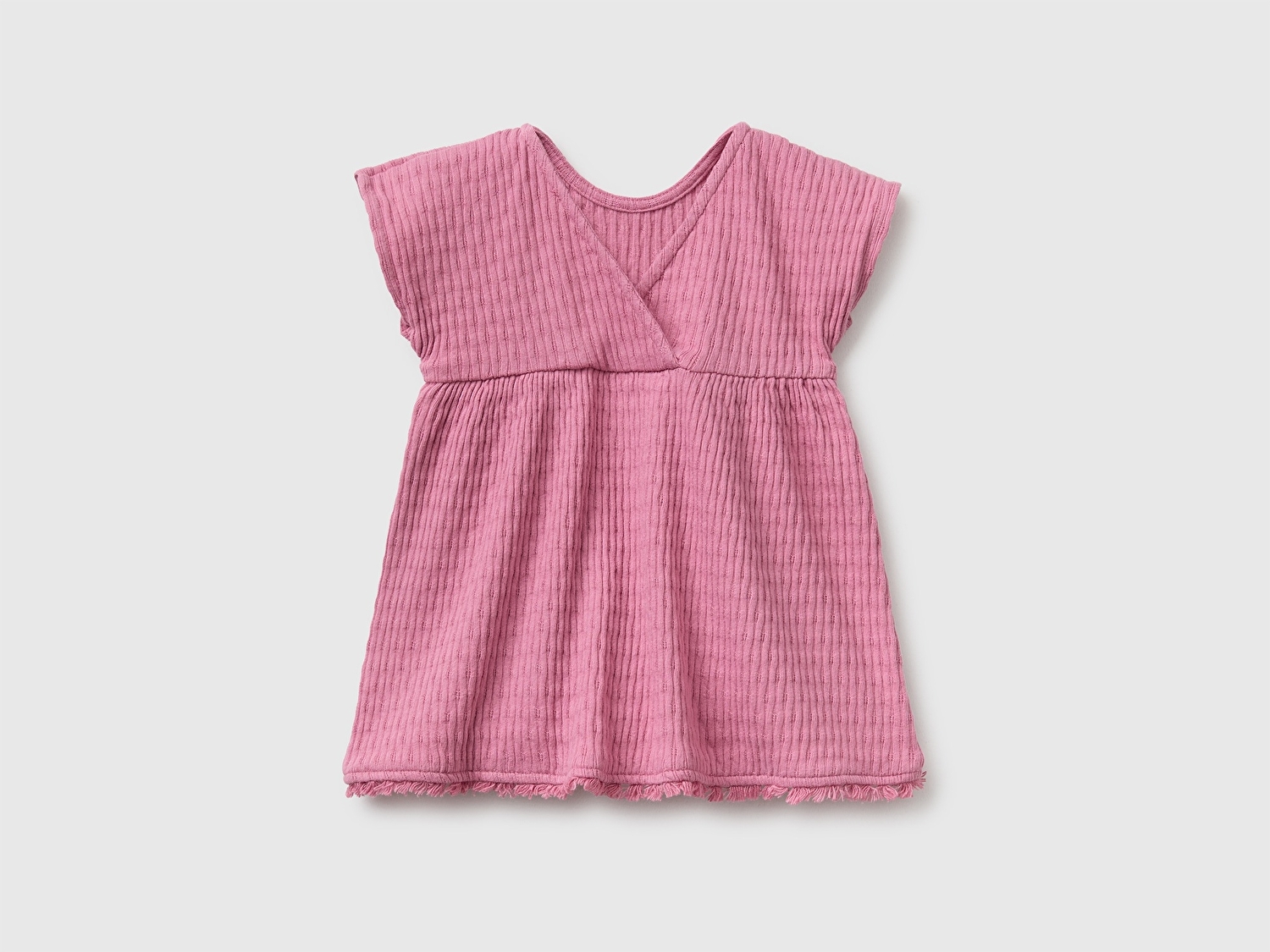 Benetton Bebek Pembe Çapraz Sırt Detaylı Bisiklet Yaka Elbise