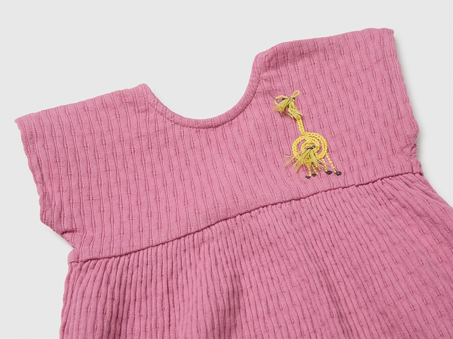 Benetton Bebek Pembe Çapraz Sırt Detaylı Bisiklet Yaka Elbise