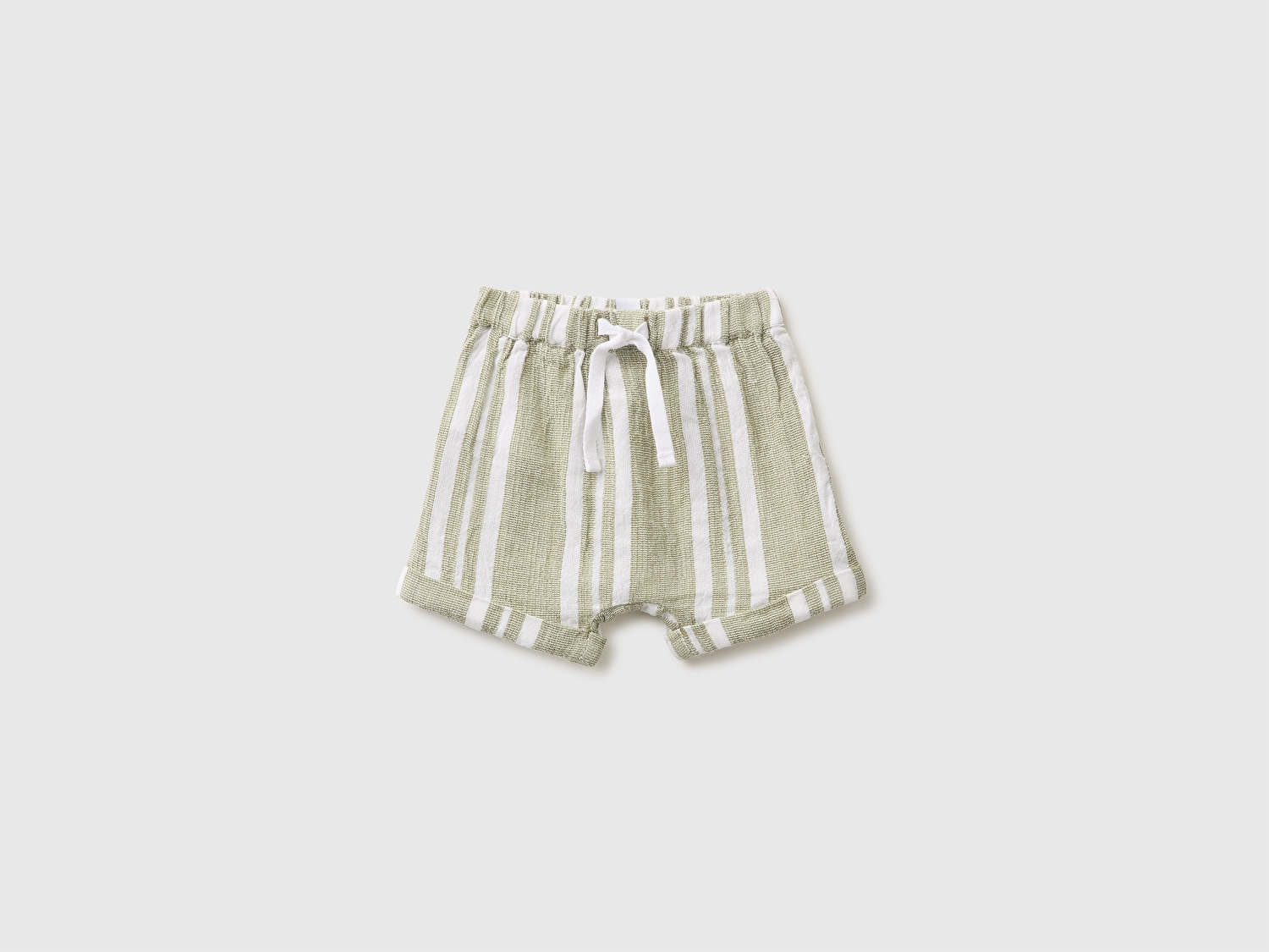 Benetton Bebek Yeşil Mix Beli İpli Paçası Kıvrık Kısa Şort
