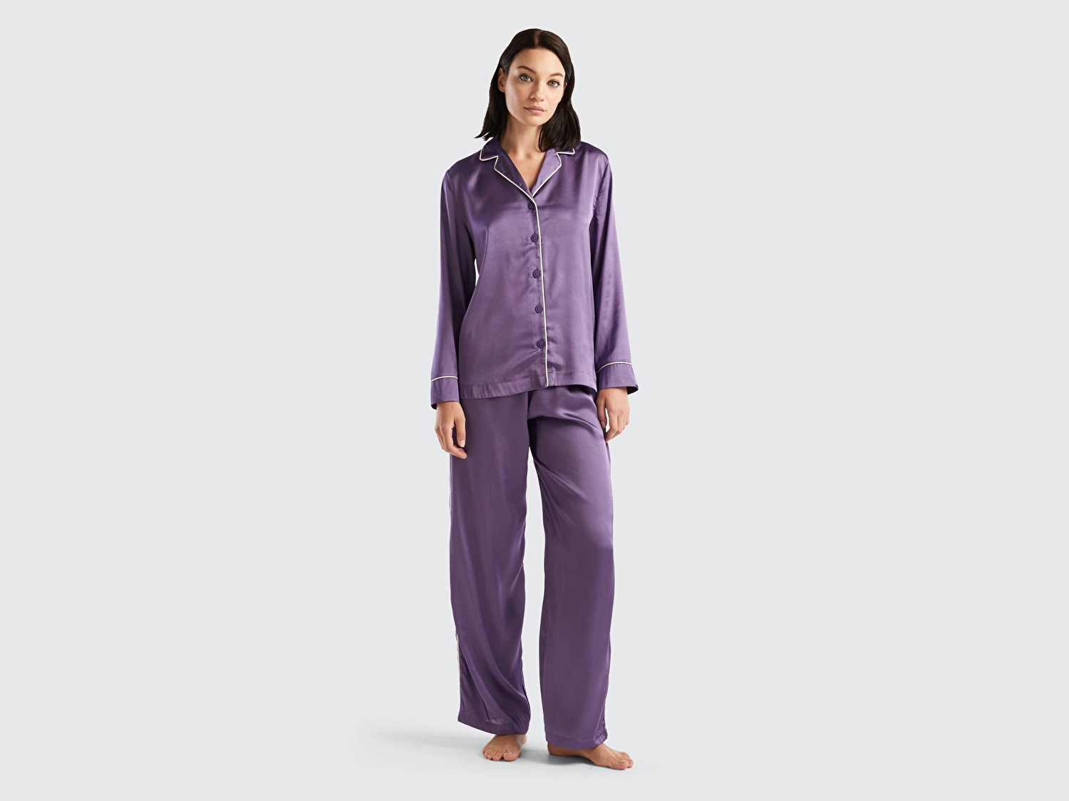 Benetton Kadın Mor Saten Pijama Takımı