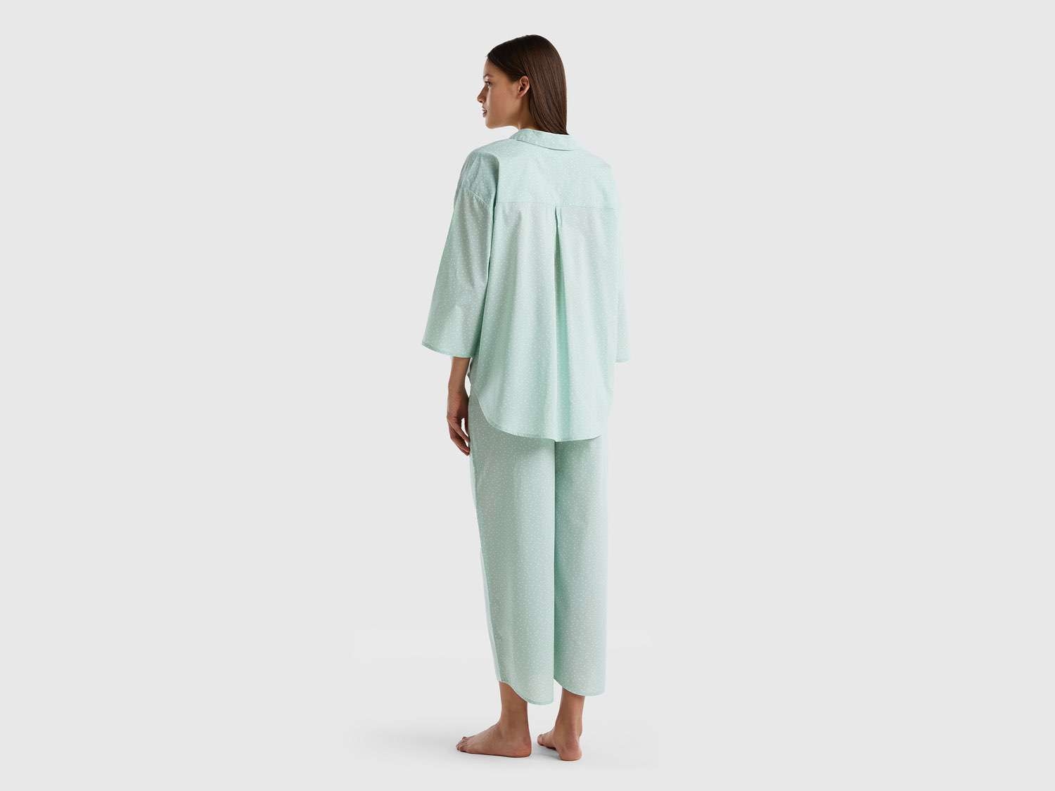 Benetton Kadın Antrasit Puantiyeli Bol Paça Pijama Takımı