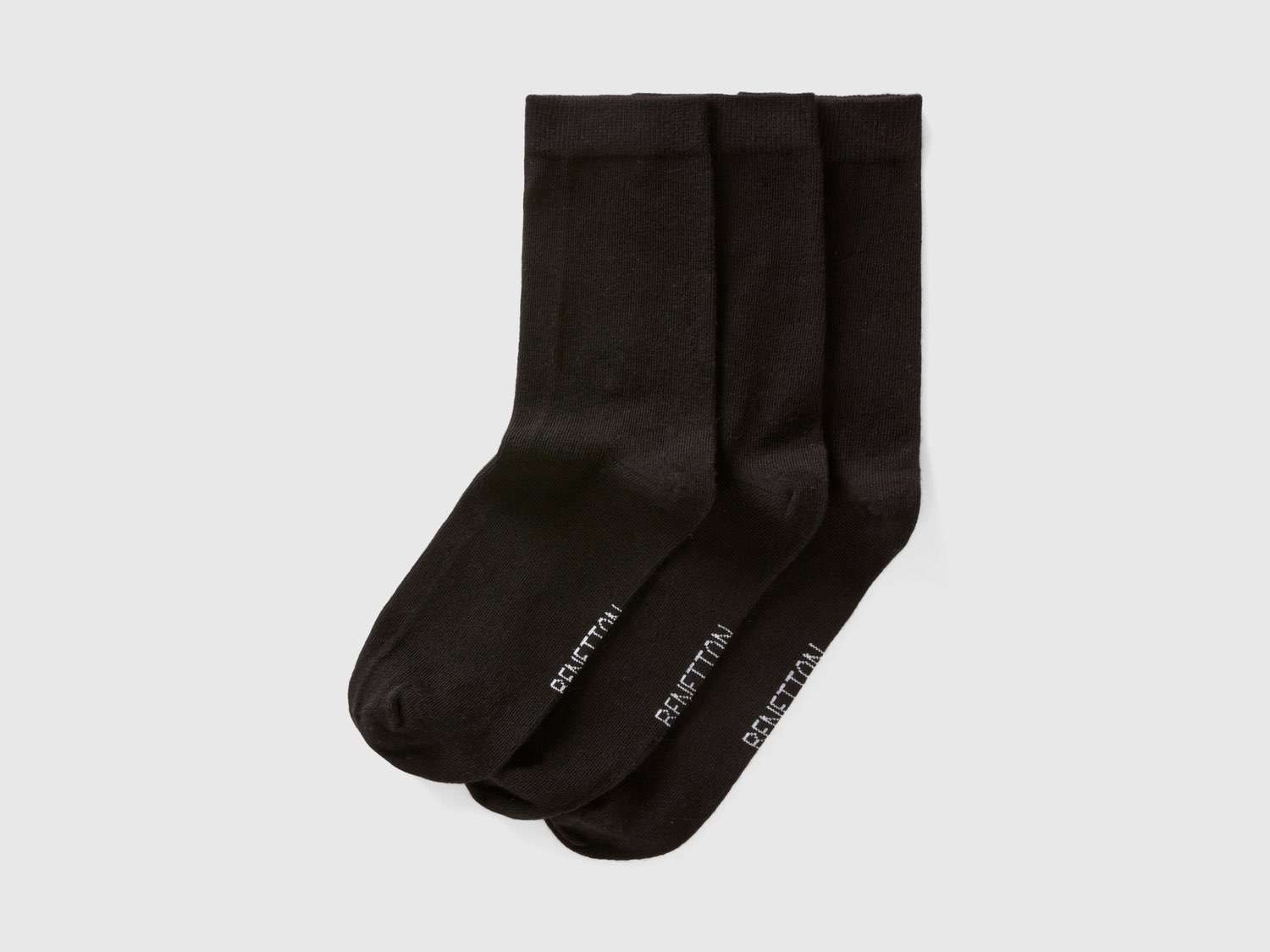 Benetton Unisex Siyah 3'lü Soket Çorap