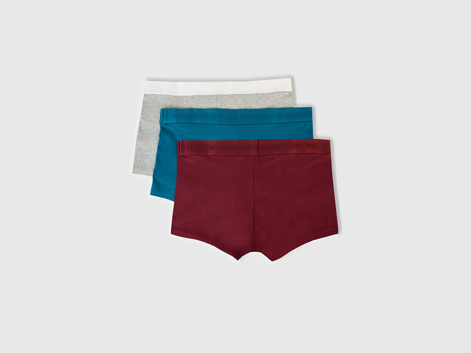 Benetton Erkek Bordo Pamuk Karışımlı Logo Bantlı 3'lü Boxer Seti