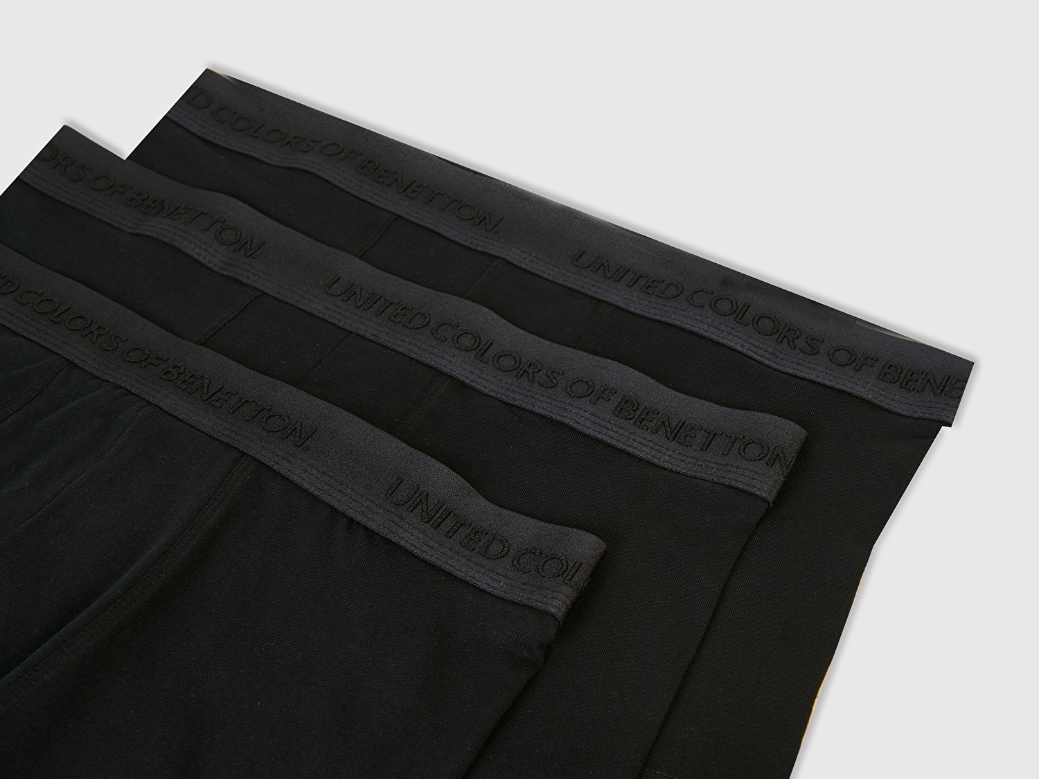 Benetton Erkek Siyah Pamuk Karışımlı Logo Bantlı 3'lü Boxer Seti