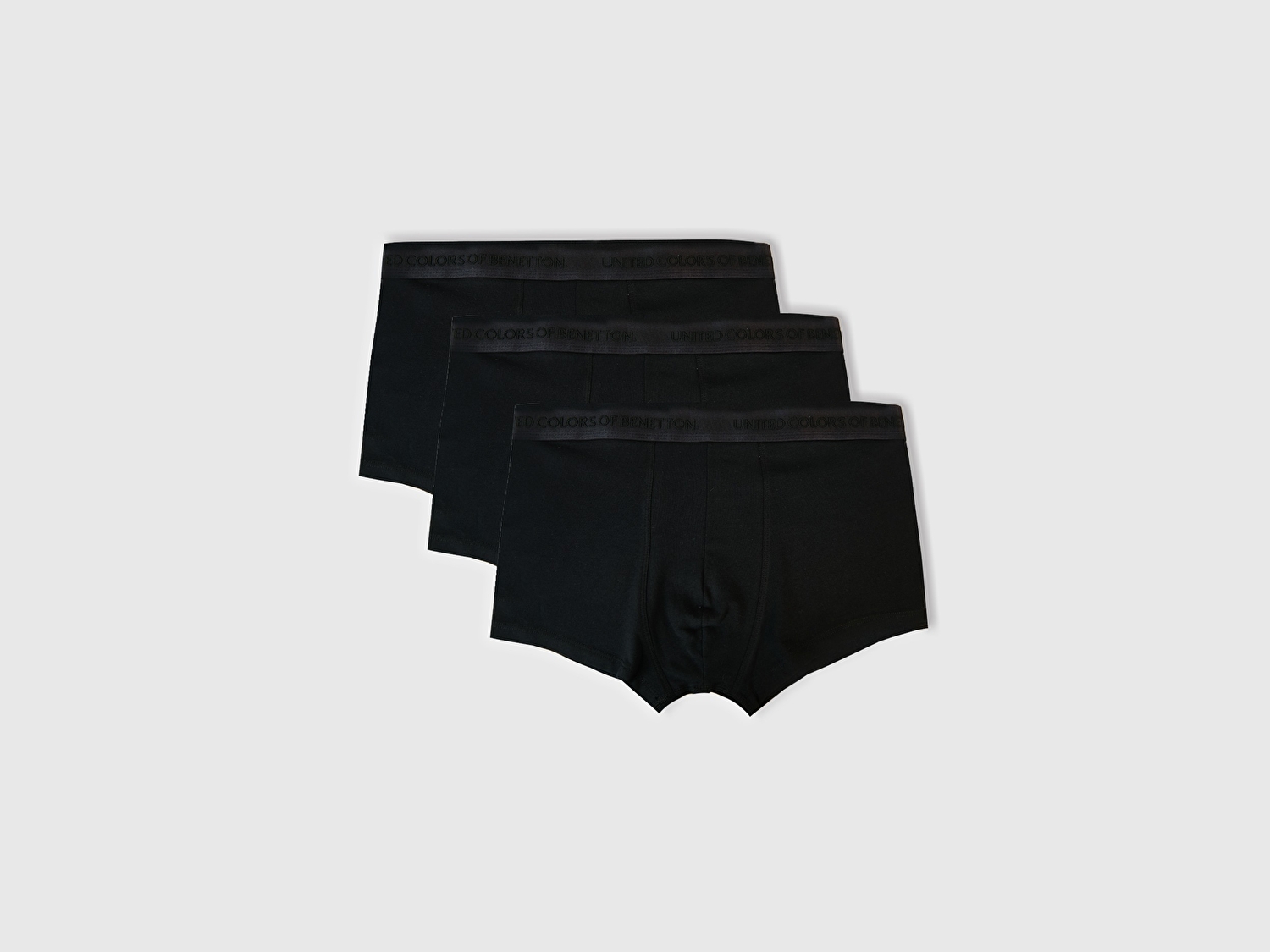 Benetton Erkek Siyah Pamuk Karışımlı Logo Bantlı 3'lü Boxer Seti