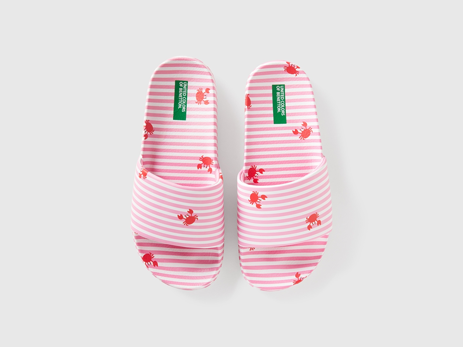 Benetton Erkek Çocuk Pembe Desenli Yüksek Tabanlı Tek Bantlı Terlik