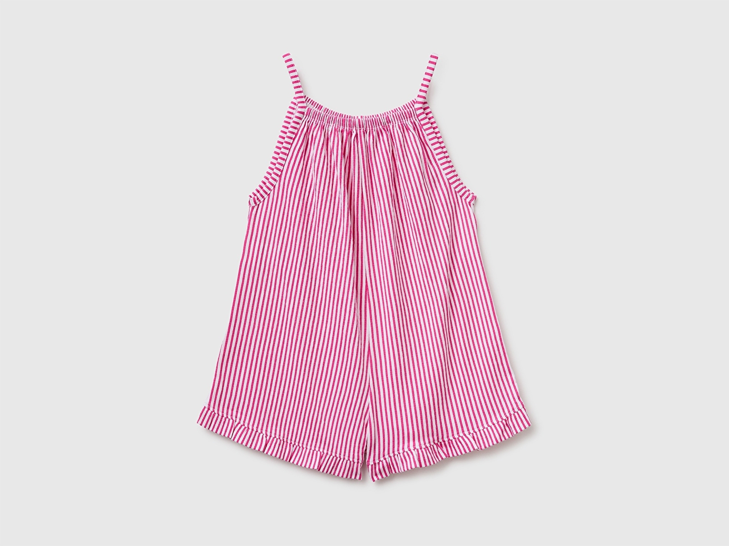 Benetton Kız Çocuk Pembe Tamamı Desenli Askılı Tulum Mayo