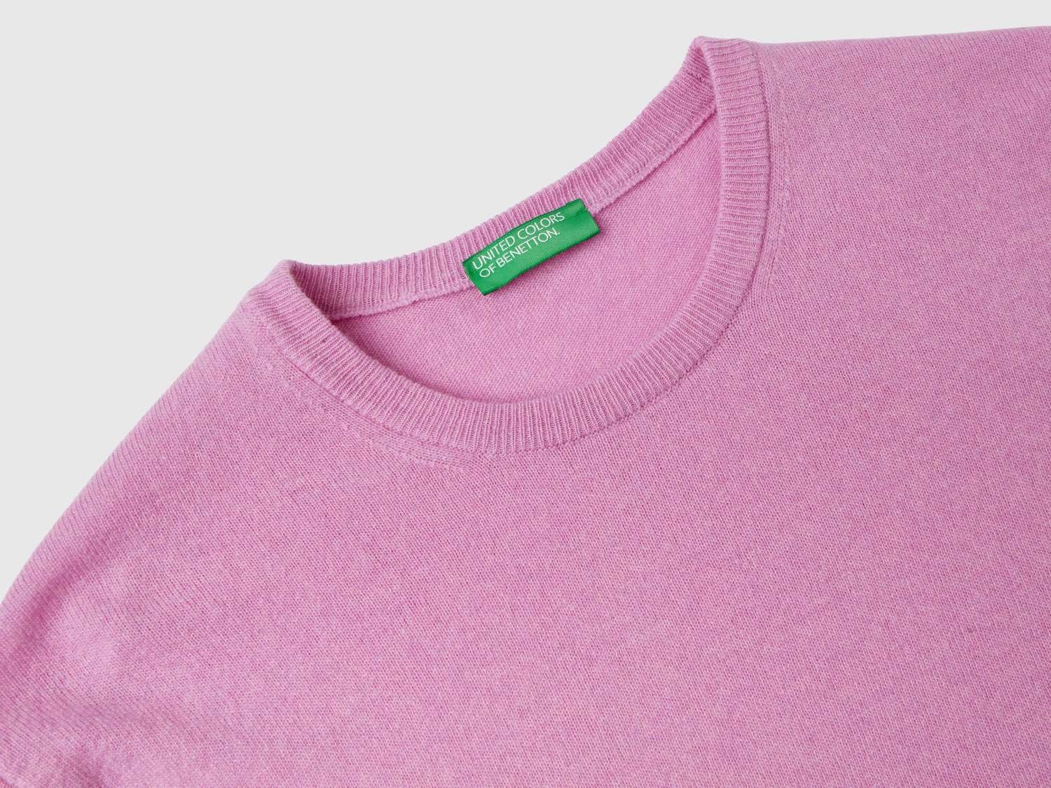 Benetton Erkek Pembe Bisiklet Yaka Merino Kazak