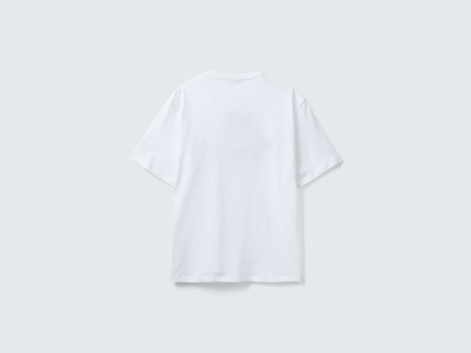 Benetton Erkek Beyaz %100 Koton Slogan Baskılı T-Shirt