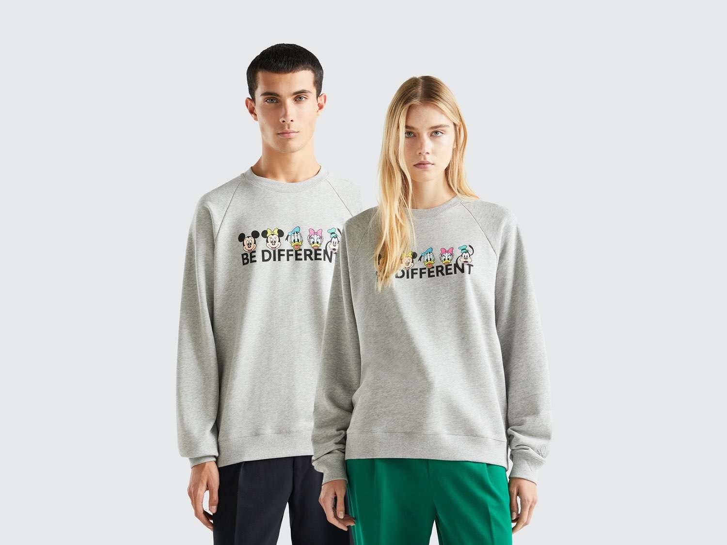 Benetton Unisex Gri Melanj Disney Baskılı Sweatshirt