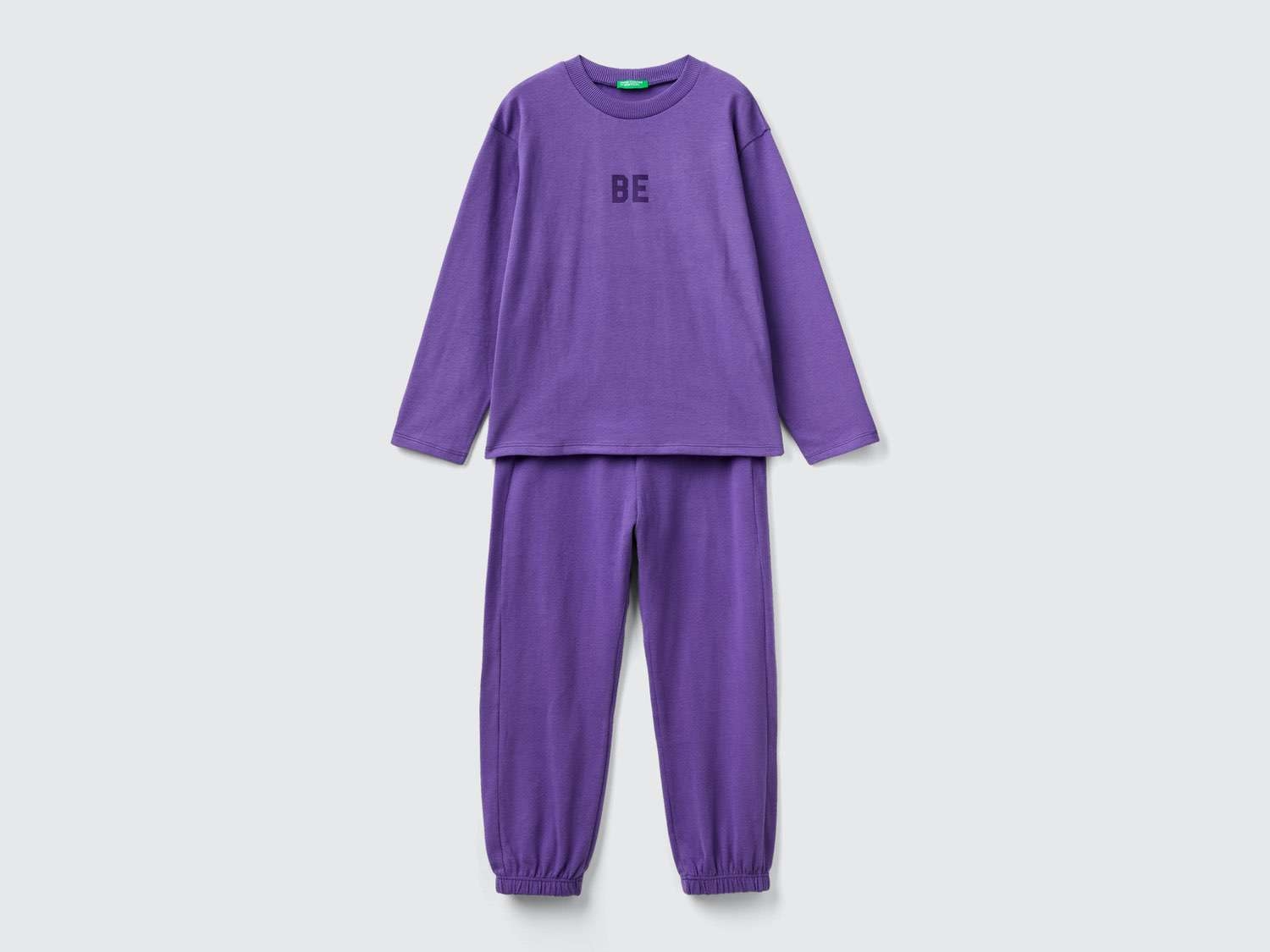 Benetton Erkek Çocuk Mor Logo İşlemeli Pijama Takımı