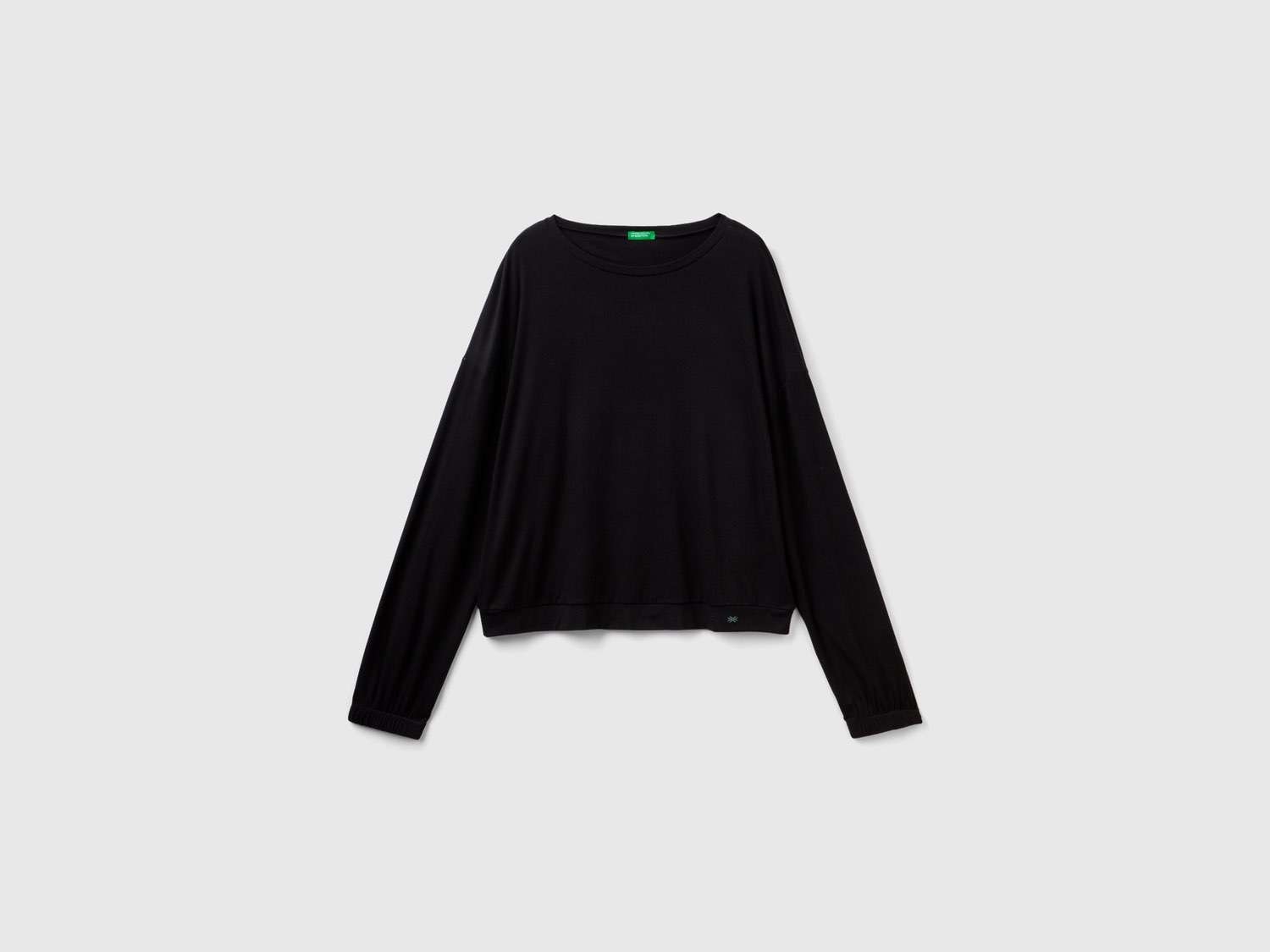 Benetton Kadın Siyah Etiket Detaylı Sweatshirt