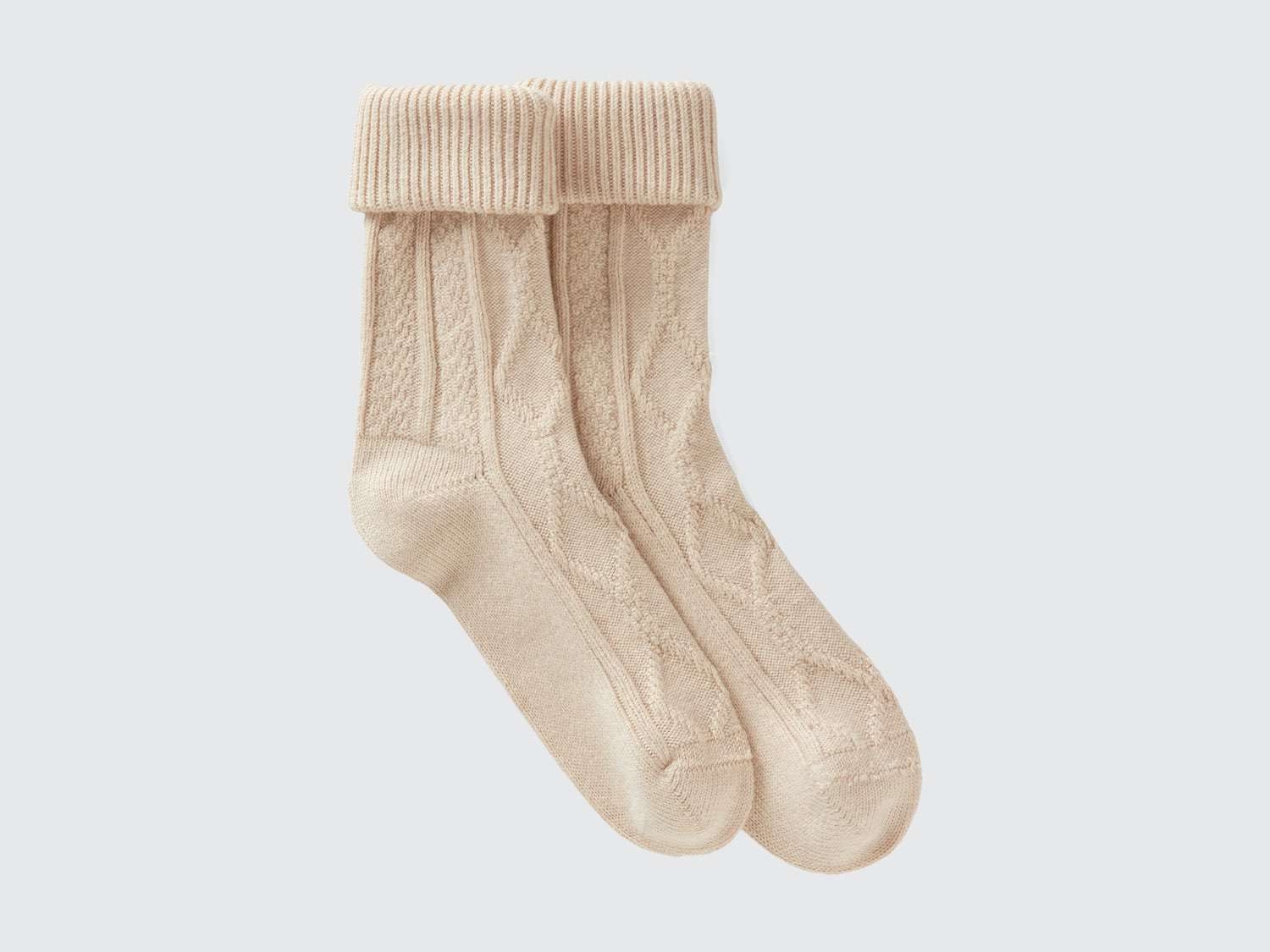 Benetton Kadın Bej Bambu Karışım Soket Çorap