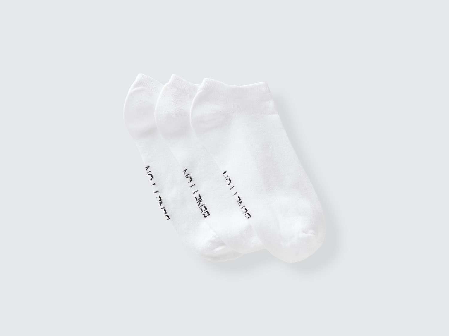 Benetton Unisex Beyaz 3'lü Patik Çorap