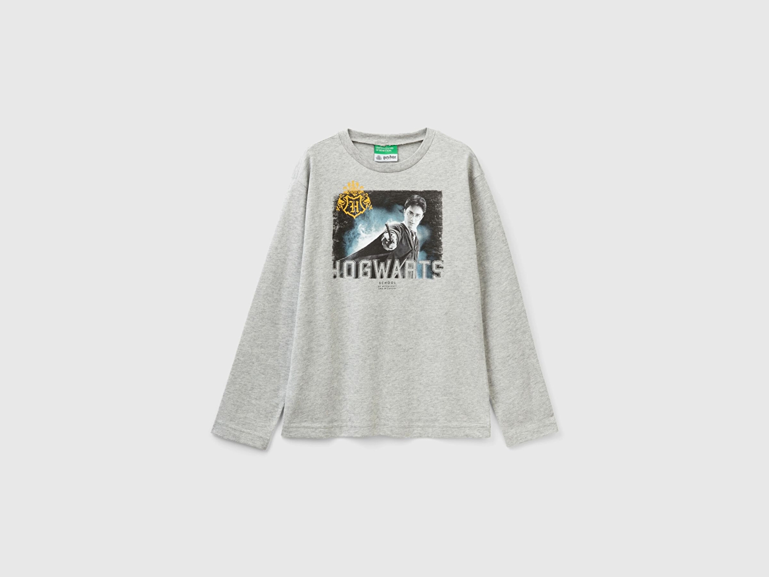 Benetton Erkek Çocuk Gri Melanj Harry Potter Baskılı T-Shirt