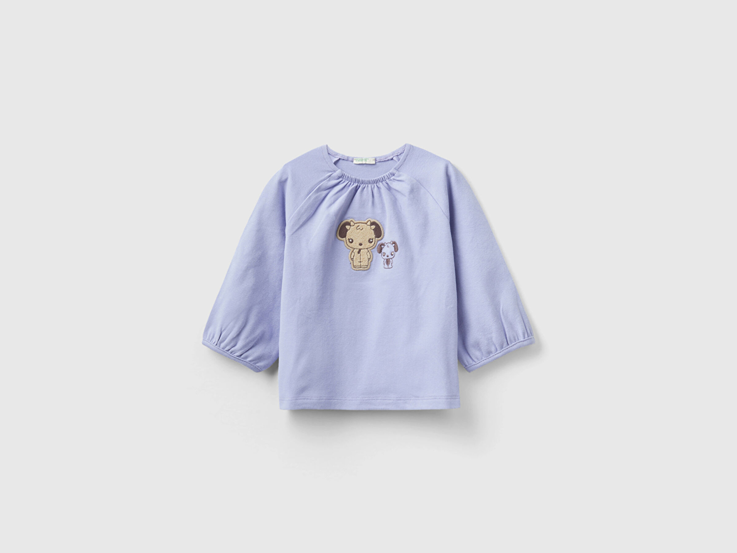 Benetton Bebek Lila Hayvan Baskılı Volanlı T-Shirt