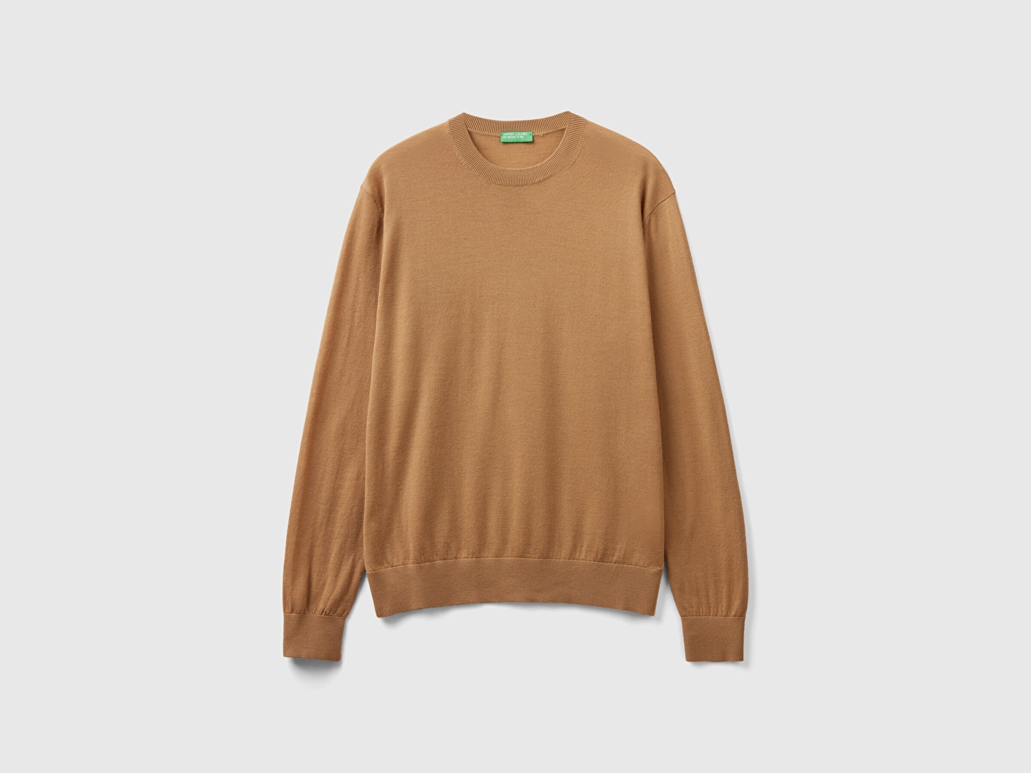 Benetton Erkek Taba %100 Extra Fine Merino Kazak