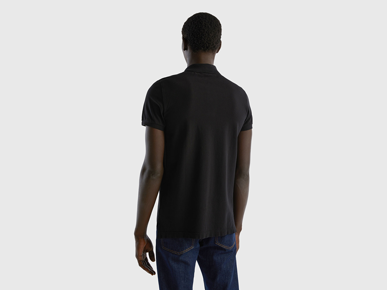 Benetton Erkek Siyah Slim Fit Kısa Kollu Polo T-shirt