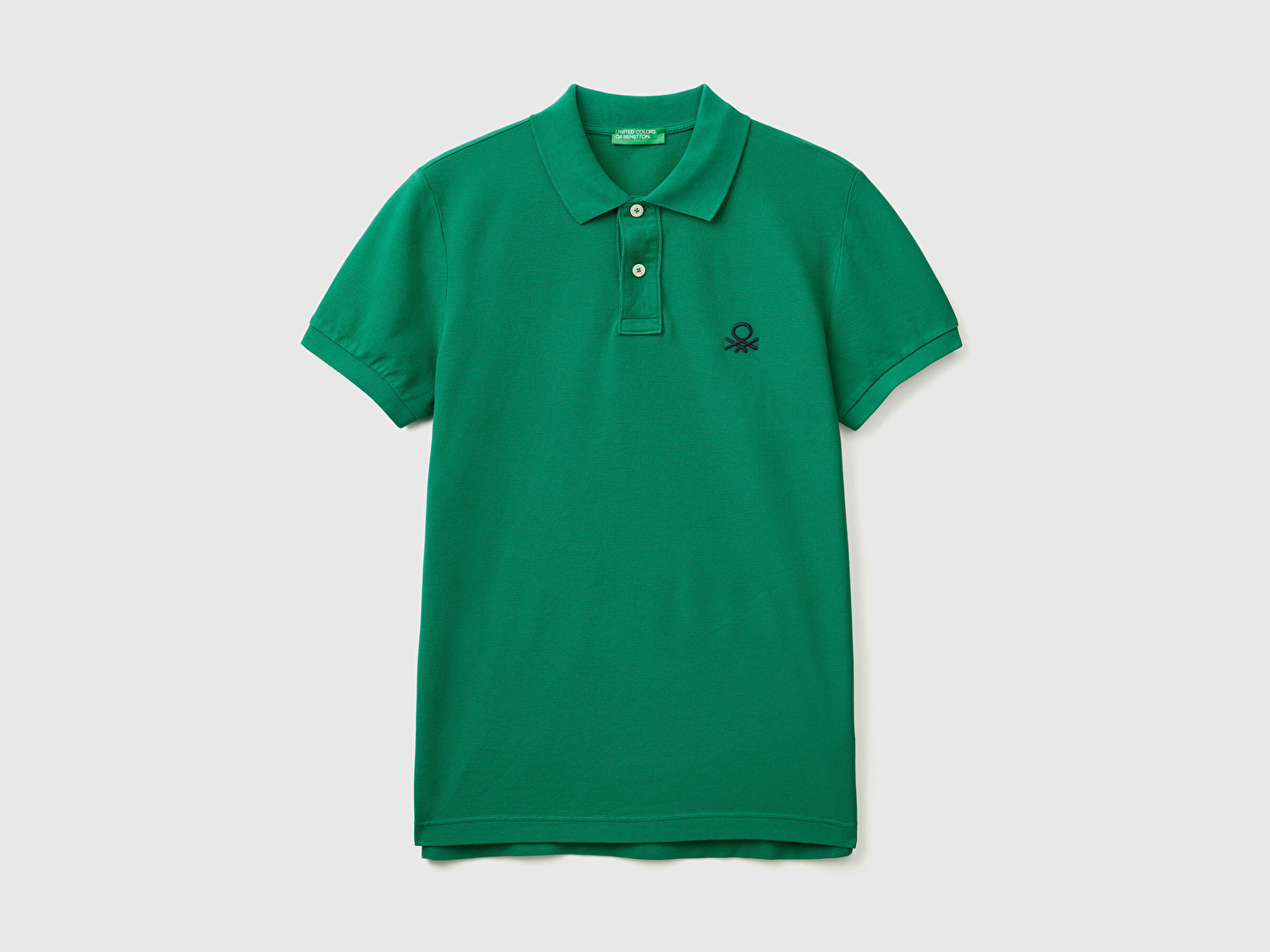 Benetton Erkek Koyu Yeşil Slim Fit Kısa Kollu Polo T-shirt