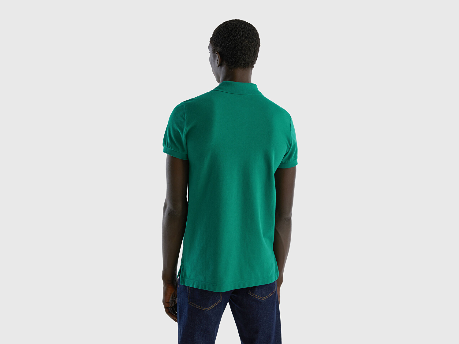 Benetton Erkek Koyu Yeşil Slim Fit Kısa Kollu Polo T-shirt